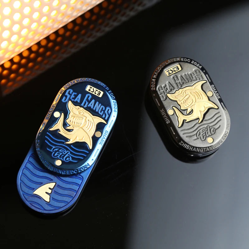 Mechaniczny Fidget Slider Rekin premium EDC – Antystresowy Gadget Kolekcjonerski ze Stali Nierdzewnej