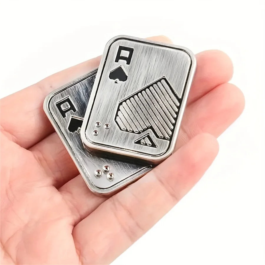 Metalowy Fidget Slider – Moneta Haptyczna i Karta Pokera Antystresowa