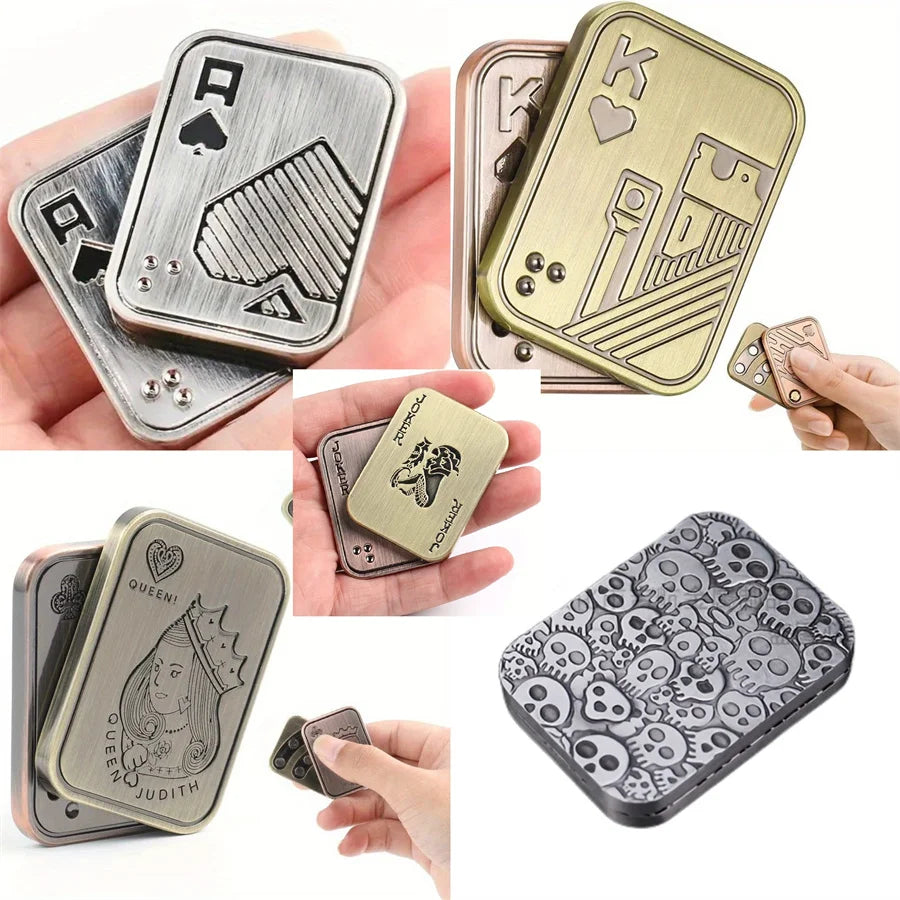 Metalowy Fidget Slider – Moneta Haptyczna i Karta Pokera Antystresowa