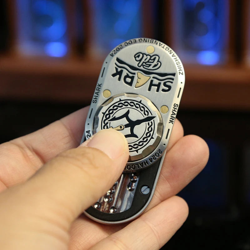 Mechaniczny Fidget Slider Rekin premium EDC – Antystresowy Gadget Kolekcjonerski ze Stali Nierdzewnej