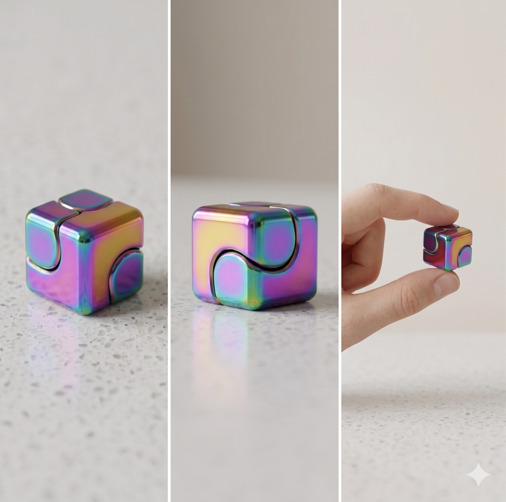 Metalowa Kostka Spinner – Fidget 3D Gyro Antystresowy dla Dorosłych