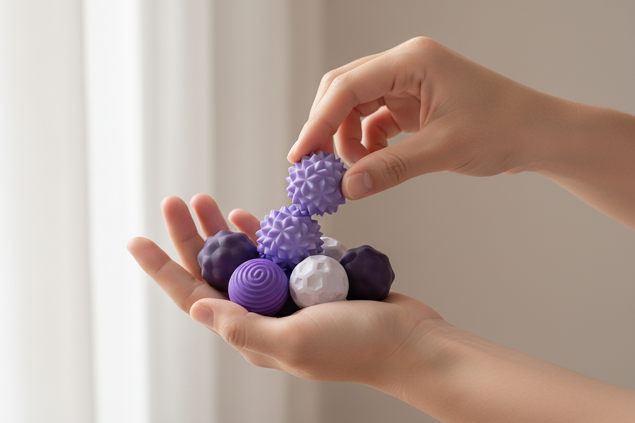 Serene hands with real sensory balls